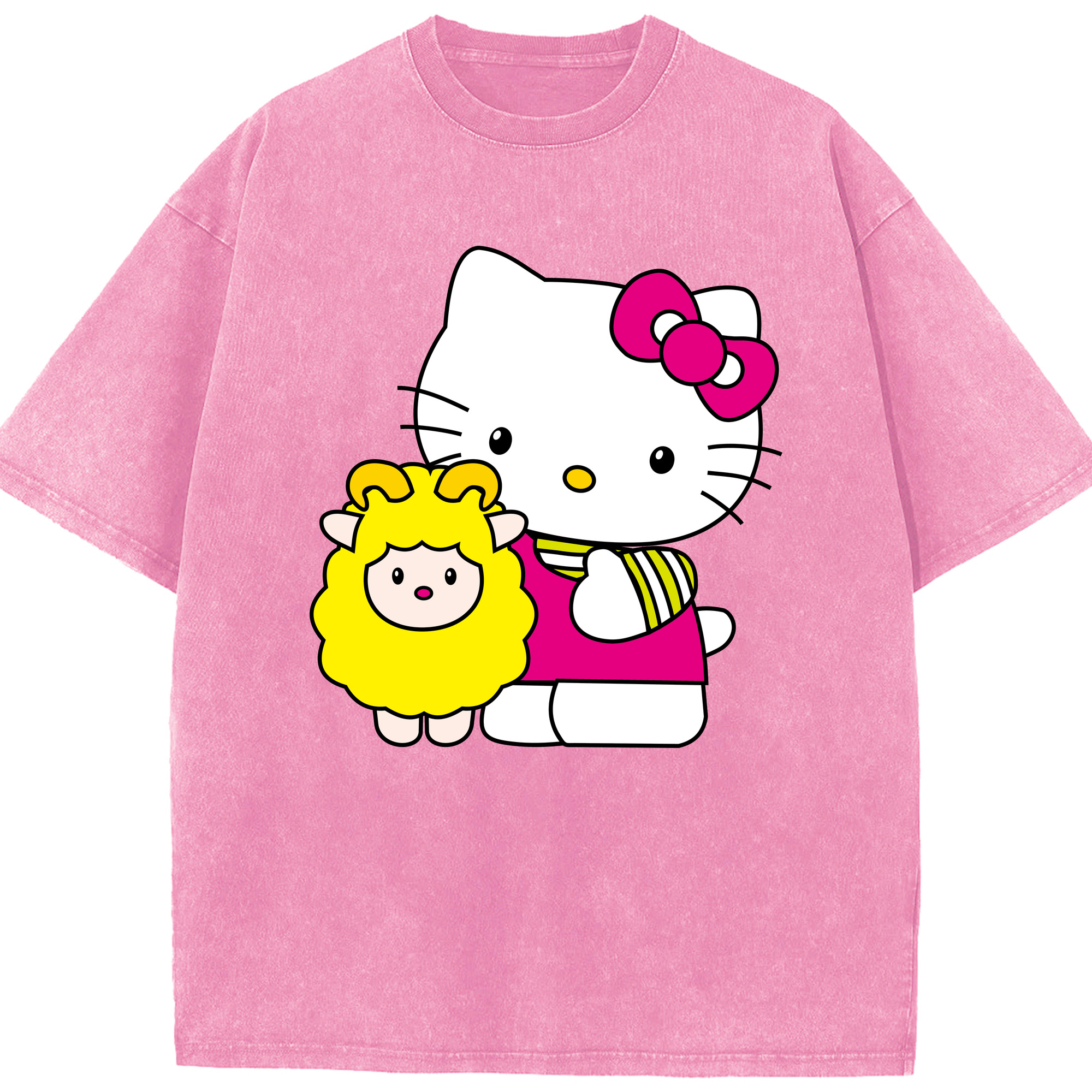 （画像用） Hello Kitty ハローキティ 綿100% ヴィンテージ風 半袖Tシャツ（フロントプリント）